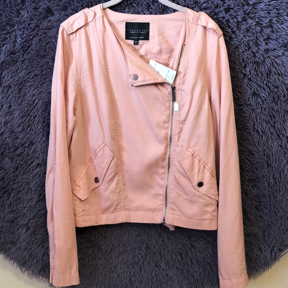 Soft Tencel Blush Pink Moto Jacket